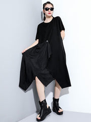 Original Solid Short Sleeves Irregularity Dress