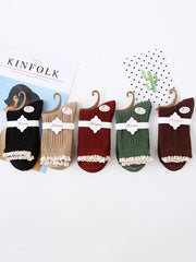 Plain Lace-Up Jacquard Breathable Socks