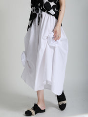Solid Slim Flower Irregular Casual Skirt