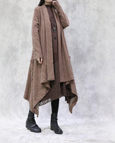 Loose Irregular Solid Color Long Cardigan