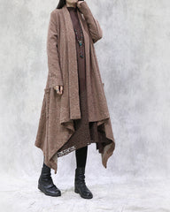 Loose Irregular Solid Color Long Cardigan