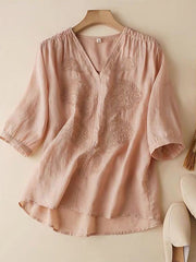 Loose Literary V-Neck T-Shirt