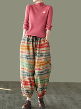 Women Retro Printed And Dyed Casual Pants
