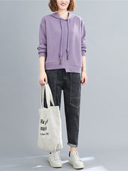 Women Solid Color Irregular Casual Sweatshirt