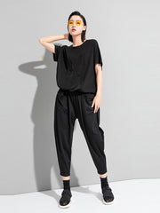 Loose Solid Round Neck Simple T-Shirt