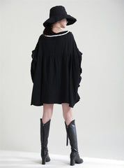 Solid Color Lace Stitching Casual Dress