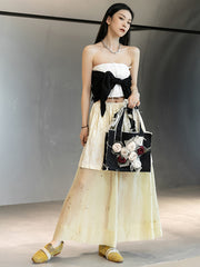 Stylish Split-Joint Pleated Empire Waisted A-Line Roomy Skirts
