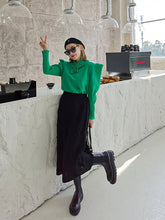 Elastic Waist Twist Woolen A-Line Skirt