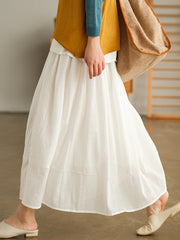 Solid Color Double Layer Slim Loose Large Hem Skirt