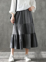 Vintage Loose A-Line Splicing Skirt