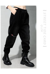 Solid Color Elastic Waist Sports Cropped Pants