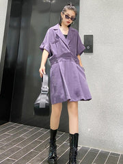 Original Lapel Elasticity Waist Dress