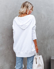Casual Solid Color V-Neck Bat Sleeve Sweatshirt