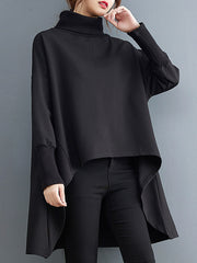 High Neck Loose Large Size Mid-Length Long Sleeve Sweatshirt