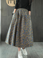 Women Printed Retro Loose Skirt