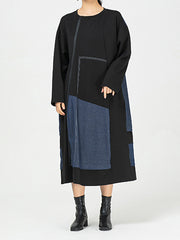 Casual Round-Neck Split-Joint Midi Dress