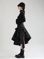 Original Design Irregular Solid Color Lace-Up Skirt