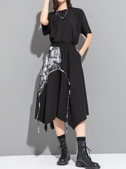 A-Line Irregular Clipping Asymmetric Print Split-Joint Skirts Bottoms