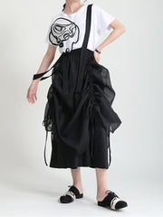 Lace Up Solid Color Temperament Pleated Casual Skirt
