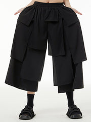 Ninth Pants Wide Leg Pure Color Split-Joint Casual Pants Bottoms