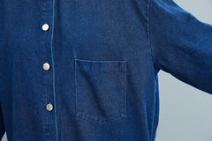 Solid Long Denim Shirt Dress