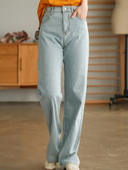 Loose Retro High Waist Button Straight Casual Pants