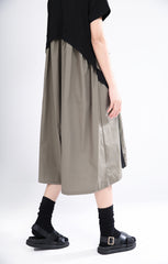 Round Neck Contrast Color Stitching Geometric Pattern Midi Dress