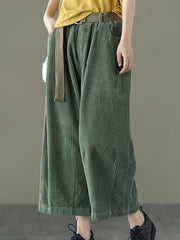 Women Retro Elastic Waist Loose Casual Pants