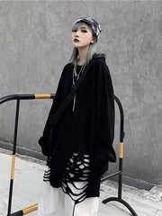 Women Solid Color Ripped Casual Blouse