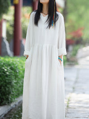 Retro V-Neck Loose Double Layer Big Swing Dress