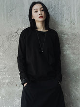 Casual Pure Color Pleated Long Sleeves Round-Neck T-Shirt Tops