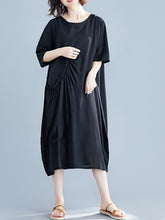 Solid Ruffled Short Sleeves Dress