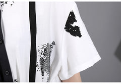 Belted Split-Joint Short Sleeves Shirt Dress