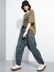 Solid Simple Wide Leg Casual Jeans