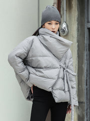 Simple Solid Color High-Neck Down Jacket