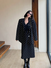 Polka Dot High Waist Split Skirt