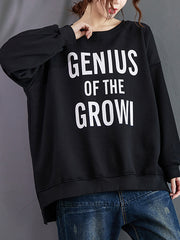 Women Plus Velvet Print Round Neck Pullover Sweatshirt