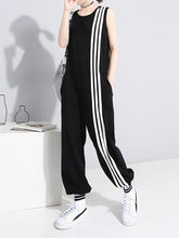 Loose Sleeveless Striped Jumpsuits