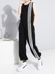 Loose Sleeveless Striped Jumpsuits