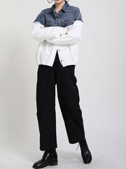 Denim Split-Joint Lapel Jacket