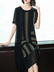 Chiffon Loose Split-joint Striped Dress