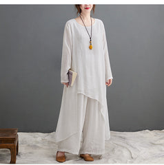 Wide Leg Pants Solid Color Two-Piece Women's Casual Suit