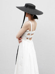 Solid Sleeveless Backless A-Line Dress