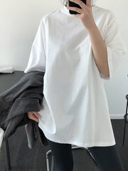 Solid Color Casual Loose Round Neck T-Shirt