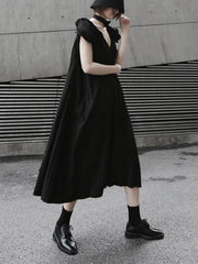 Elegant V-neck Big Hem Long Dress