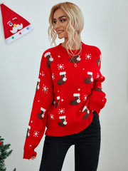 Christmas Printed Loose Knitted Sweater
