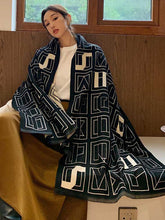 Retro Striped Long Shawl Padded Scarf