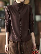 Lace Split-Joint Solid Long Sleeves T-Shirt