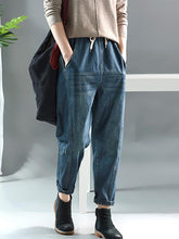 Casual Elastic Waist Split-joint Jean Pants