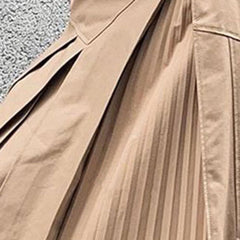 High-Waist Pleated Lace-Up Skirt A-Line Long Skirt